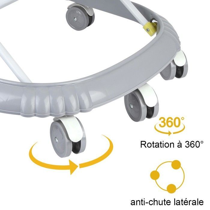 Andador musical 3 en 1 MIPAN para bebés - Carga máxima 25 kg - Ajustable - Plegable - Antivuelco - Con música + Crecimiento seguro - Gris