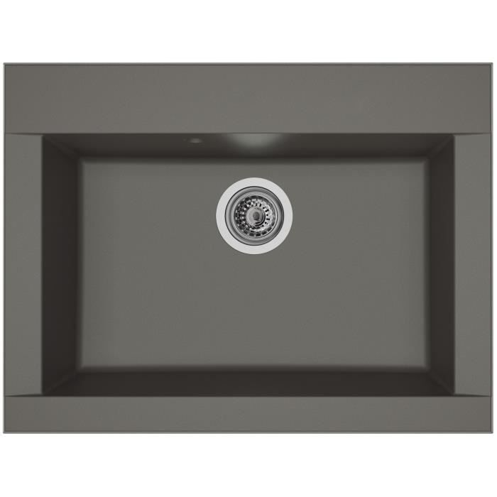 Fregadero de cocina empotrable STRADOUR Hexo de 1 cubeta sin escurridor - Resina - 66 x 50 cm - Gris hormigón