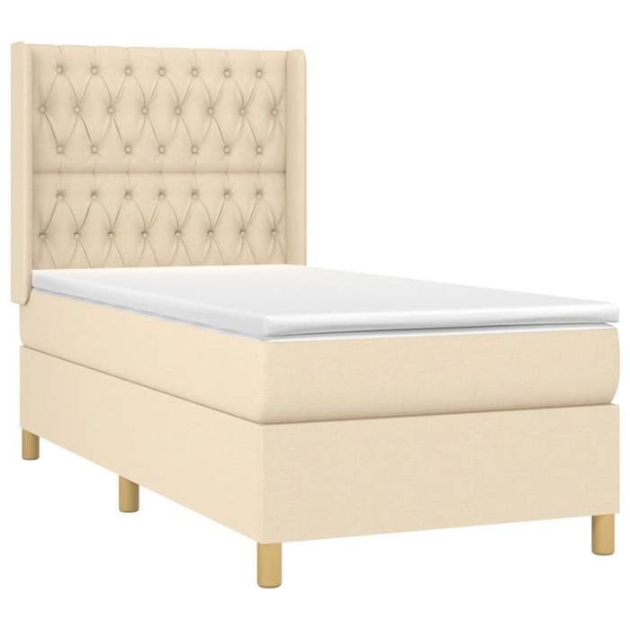 Estrado de ripas com colchão - Creme - 90x200 cm - Máximo relaxamento - Cabeceira incluída
