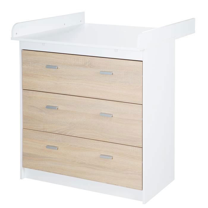 ROBA Gabriella changing table - 3 drawers - two-tone - ROBA brand - Oak wood effect - White