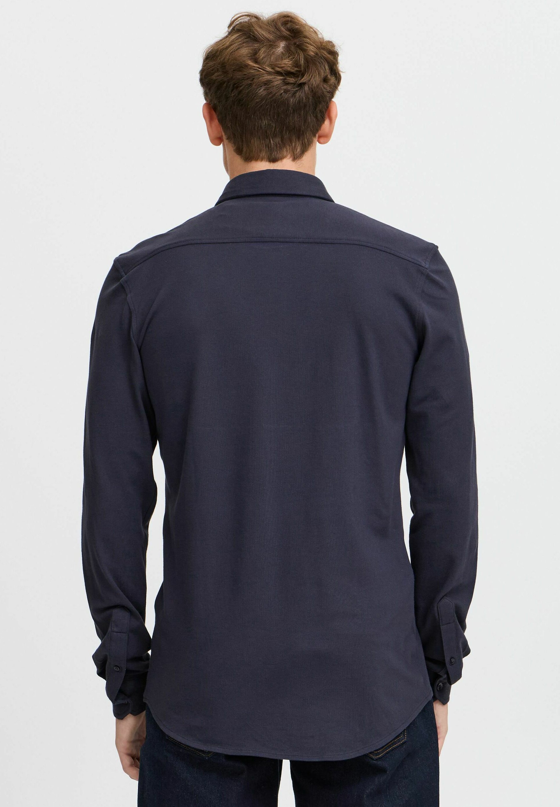 Casual Friday CFARTHUR LS BU Picket Jersey - Shirt - Donkerblauw