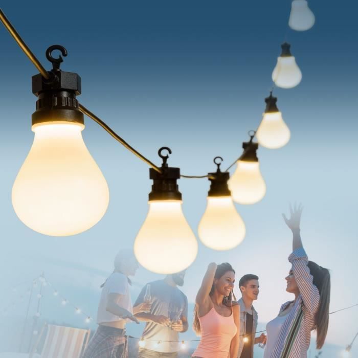 LOTTI Guirlande lumineuse extérieure guinguette d'été Party Light - Raccordable - 10 ampoules - 24V - Blanc chaud - 5,50 mètres