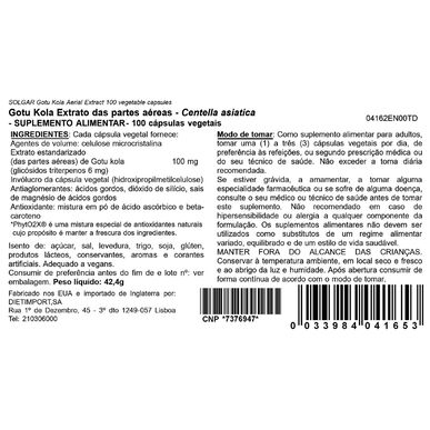 Solgar Gotu Kola Centella Asiatica 100 kapselia