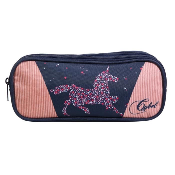 BAGTROTTER Trousse scolaire 2 compartiments Cybel Cheval Licorne Bleu