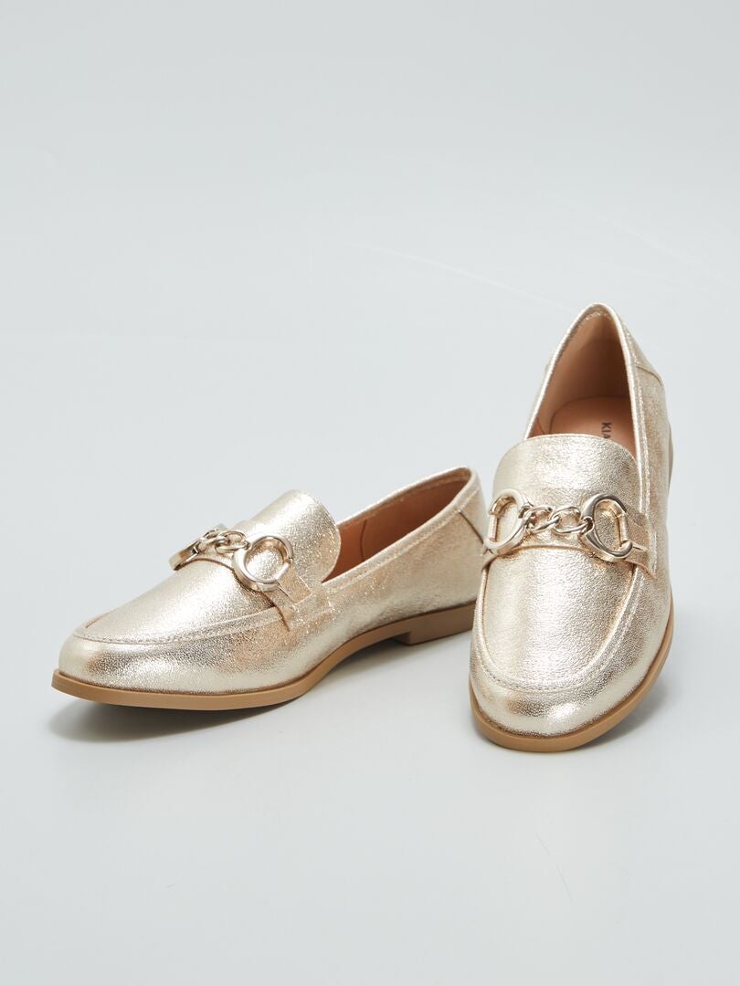 Gouden loafers met pailletten - GEEL