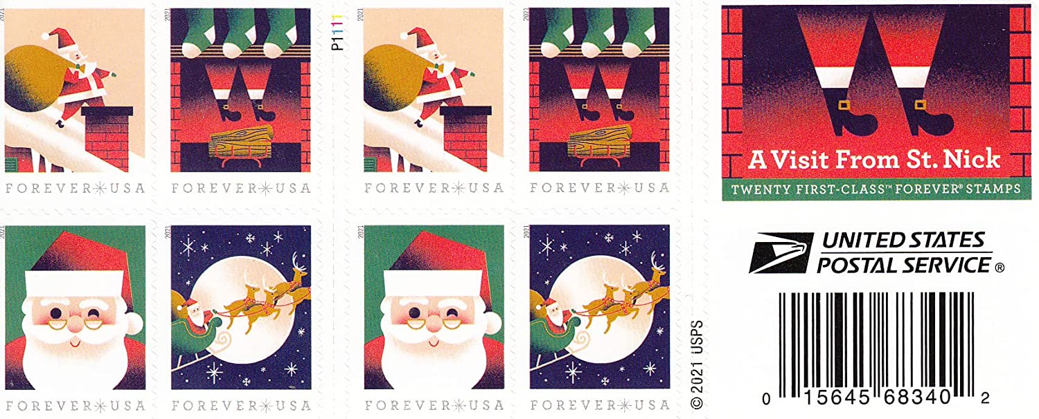 2021 USPS A Visit from St Nick Forever First Class Postage Stamps