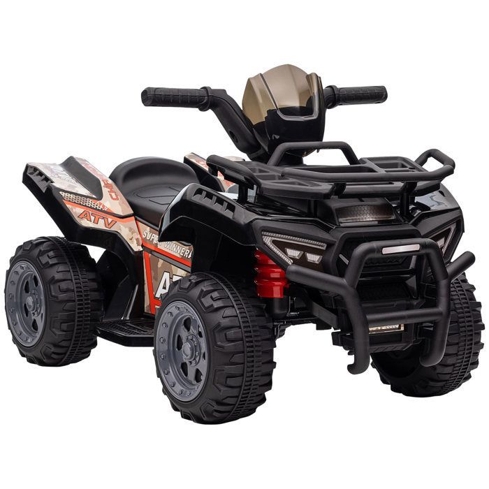 HOMCOM Mini Quad Électrique pour Enfants, 18-36 Mois, Métal et PP, Noir 70 x 42 x 45 cm