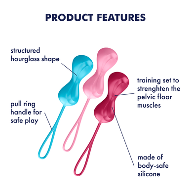 Satisfyer Power Balls -harjoittelusetti, 3 lantionpohjan harjoituspalloa, 1 kpl, 1 kpl
