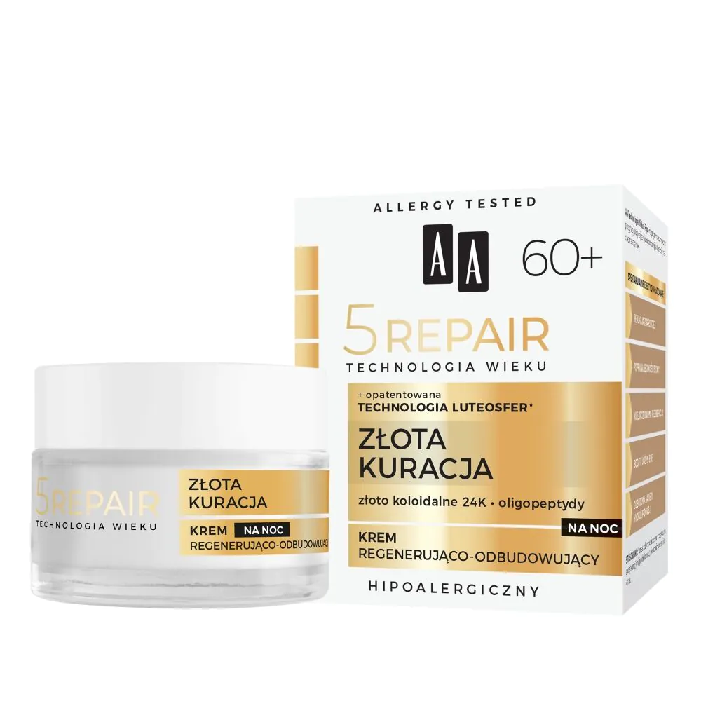 AA Technologia Wieku 5Repair 60+ Złota Kuracja Nocny krem regenerująco-odbudowujący