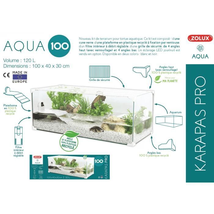 Aquarium tortue Karapas Aqua 100 Pro noir - Zolux Noir
