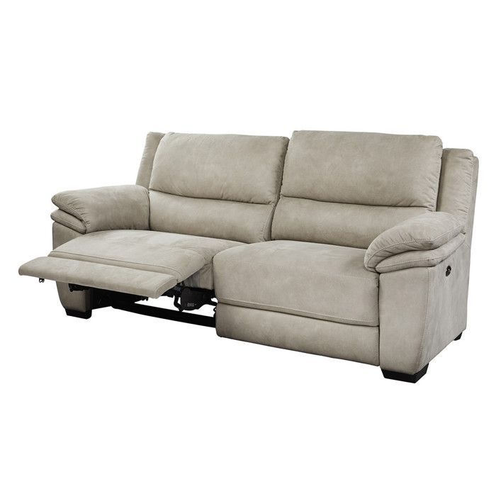ASTIO - Divano reclinabile elettrico a 3 posti in tessuto beige maestoso