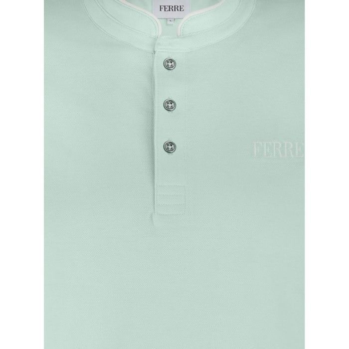 Polo Ferre de manga corta con cuello mandarín Giorgio Aqua Green para hombre