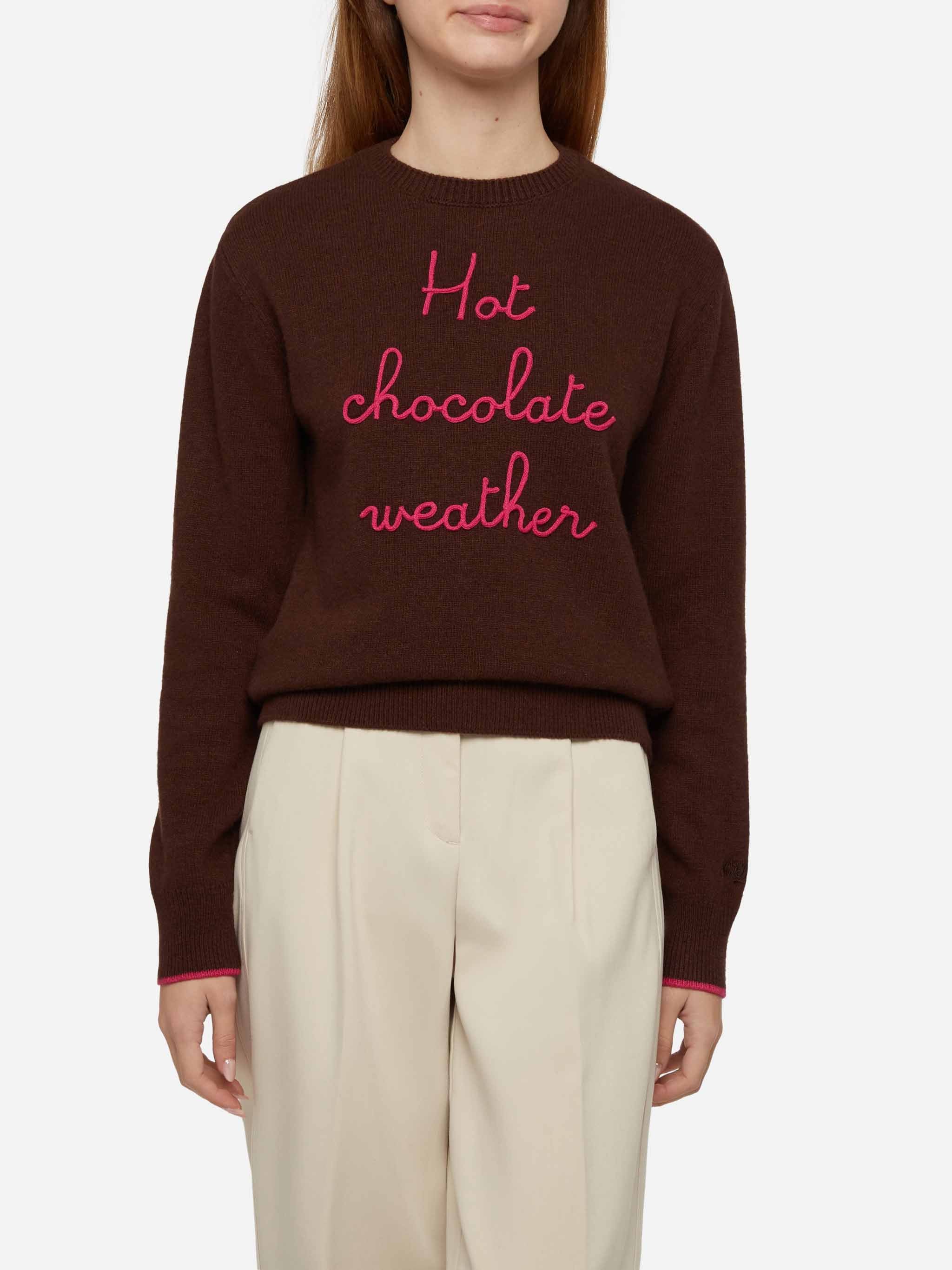 Nieuwe Queen Brown trui met Hot Chocolate Weather-borduurwerk