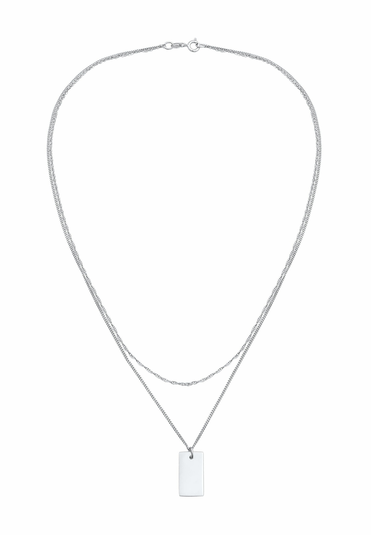 Elli Mesdames Pendentif Rectangle Torsadé Basic Minimal Tendance en argent sterling 925 plaqué or