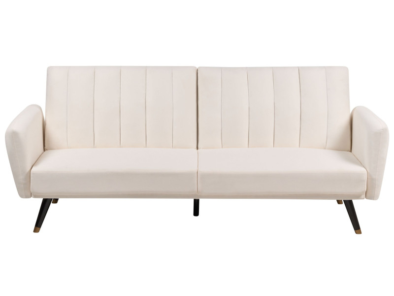 Sofa tapczan rozkładana jasnobeżowa tapicerowana