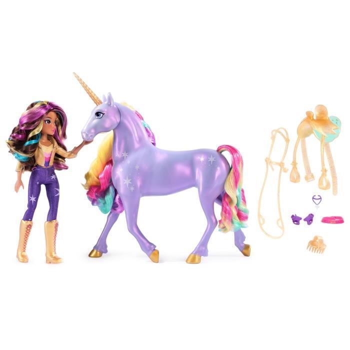 Unicórnio funcional Spin Master 28 cm Wildstar + boneca de 24 cm Unicorn Academy