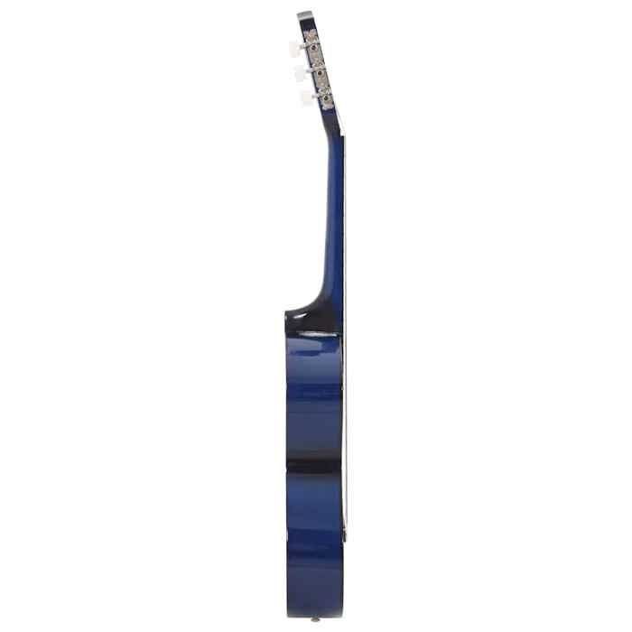 Juego de guitarra clásica vidaXL para principiantes, 8 piezas, azul, 1/2, 34