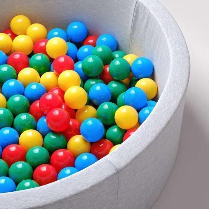 MISIOO Baby- en Kinderballen voor in de ballenbak, kleurrijk plastic, 6 cm, 500 ballen: geel/rood/blauw/groen