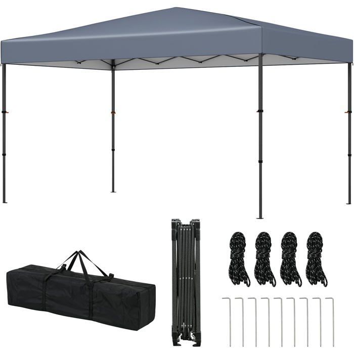 GIANTEX Wasserdichter Gartenpavillon, Partyzelt mit silbernem Dach, höhenverstellbar (2,25 x 3,65 m | Weiß)
