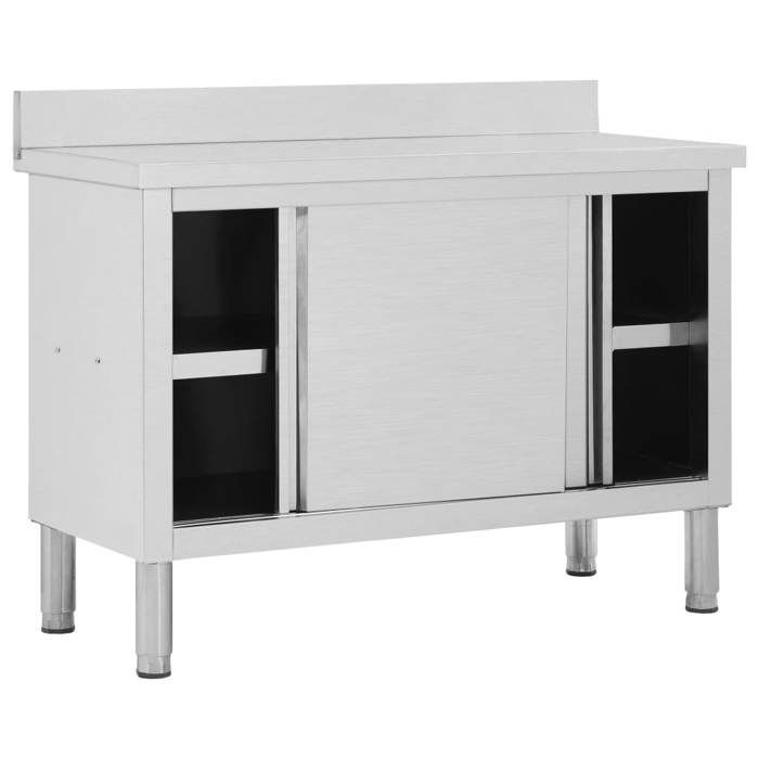 Werktafel met schuifdeuren, keukenkast, opbergkast voor restaurant/hotel/kantine, 120 x 50 x