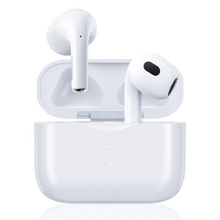 Auriculares inalámbricos VEATOOL, sonido estéreo, controladores de 14 mm, Bluetooth 5.3, reducción de ruido, 40 horas de duración de la batería, resistencia al agua IPX6, color blanco, 2,5 g, ligeros.