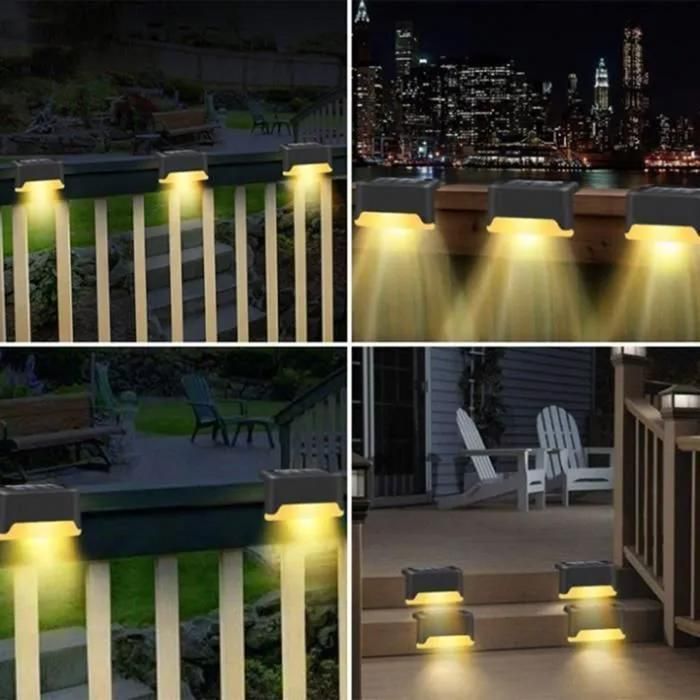Lampe solaire LED pour terrasse - Matériau ABS - Étanchéité IP65 - 16 LED - Éclairage d'escalier solaire - Usage extérieur