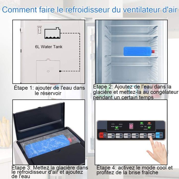 Aire acondicionado portátil COSTWAY 6L 4 en 1: enfriador de aire, ventilador de 75W, control remoto, temporizador de 8 horas, 3 velocidades, 32x25x57 cm, pantalla LCD.