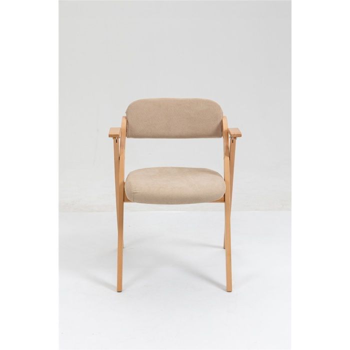Stapelbare Klappstühle mit Armlehnen und Polsterung, 2er-Set, für Esszimmer, Büro, Farbe Khaki.