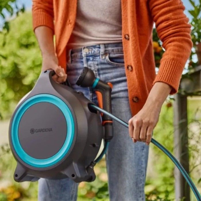 Portable automatic hose reel - GARDENA - MoveMatic - 12.5 m hose Ø 8.5 mm + 1.5 m connecting hose + spray gun