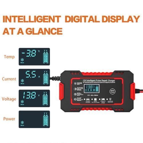 Battery Charger - EMS - 12V/24V 8A - Smart - Portable - LCD Screen