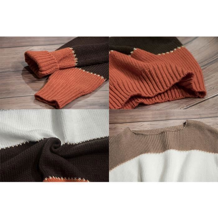 Jersey de mujer bicolor de cuello redondo y manga larga, estilo casual chic, otoño 2025, negro y marrón.