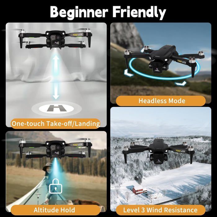Foldable drone with 4K camera - SUTEO - Transmission on LCD screen - Headless mode - 90° electric tilt