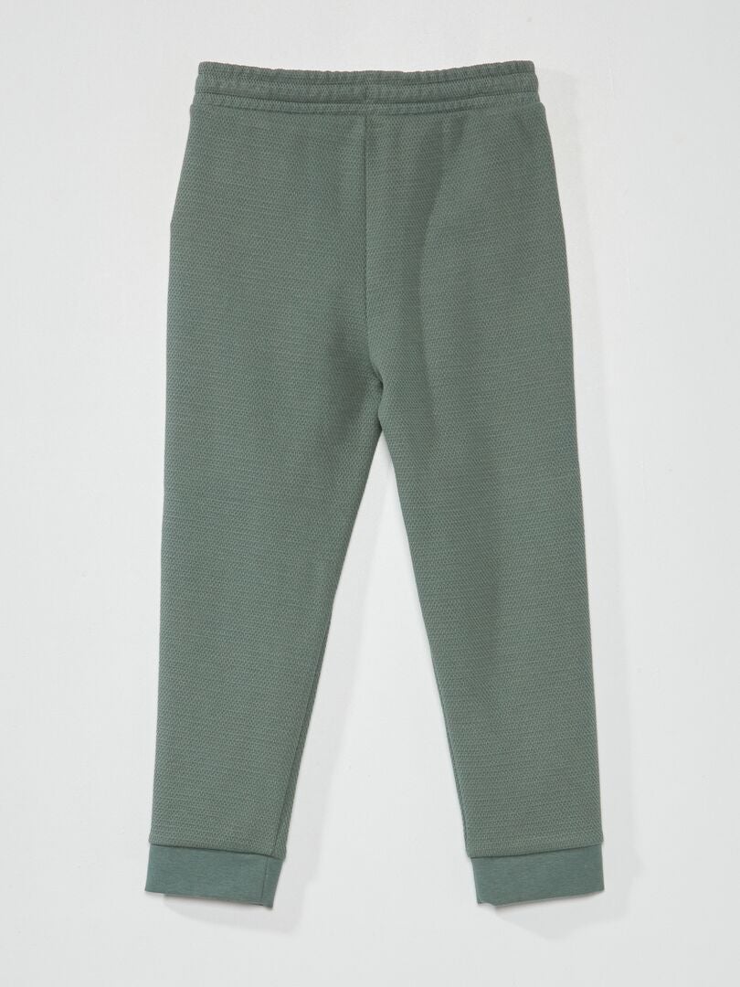 Joggingbroek van katoenpiqué - Slim fit - Grijsgroen