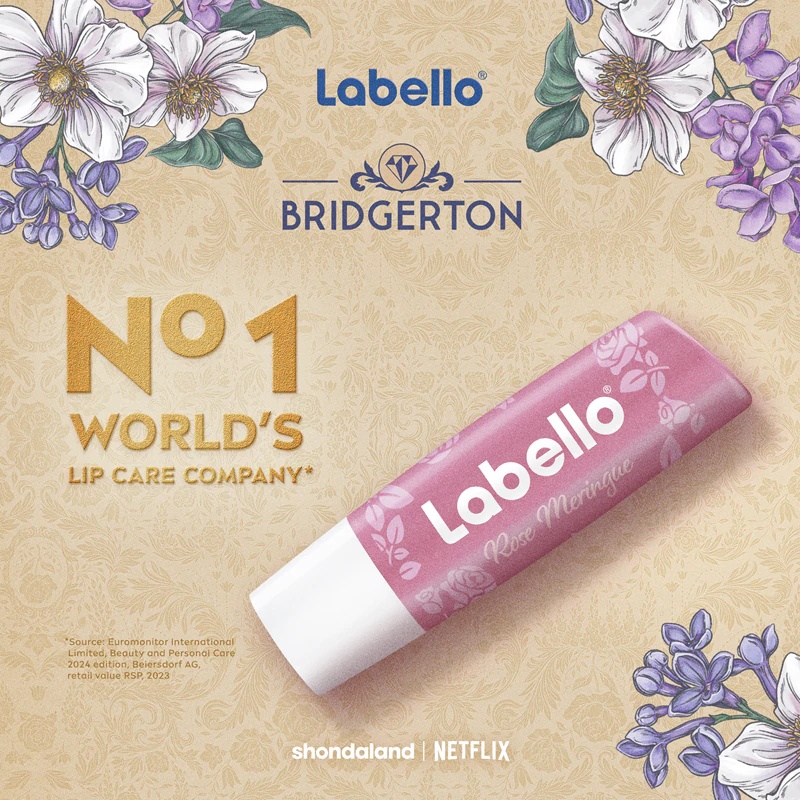 Labello Bridgerton Rose tonuotas drėkinamasis lūpų balzamas