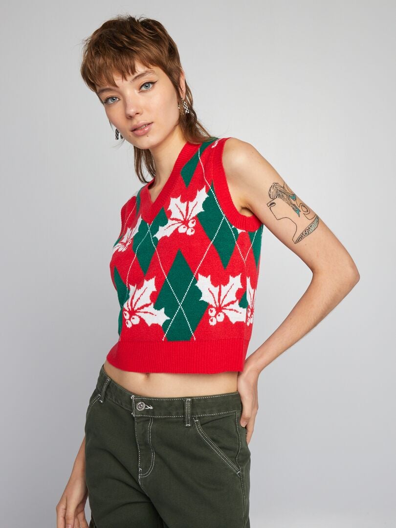 Jersey navideño sin mangas - ROJO