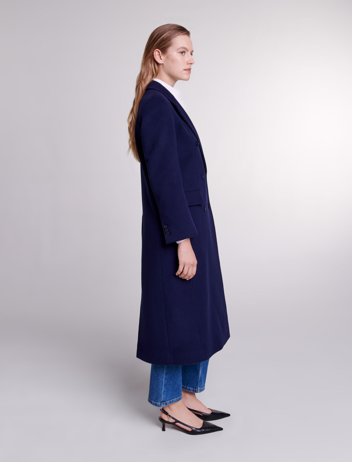 Lange jas - Marineblauw