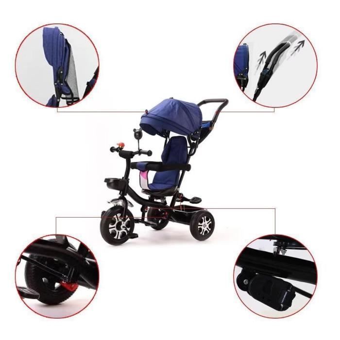 Triciclo convertibile per bambini da 1 a 5 anni - unisex - 4 posizioni - Blu