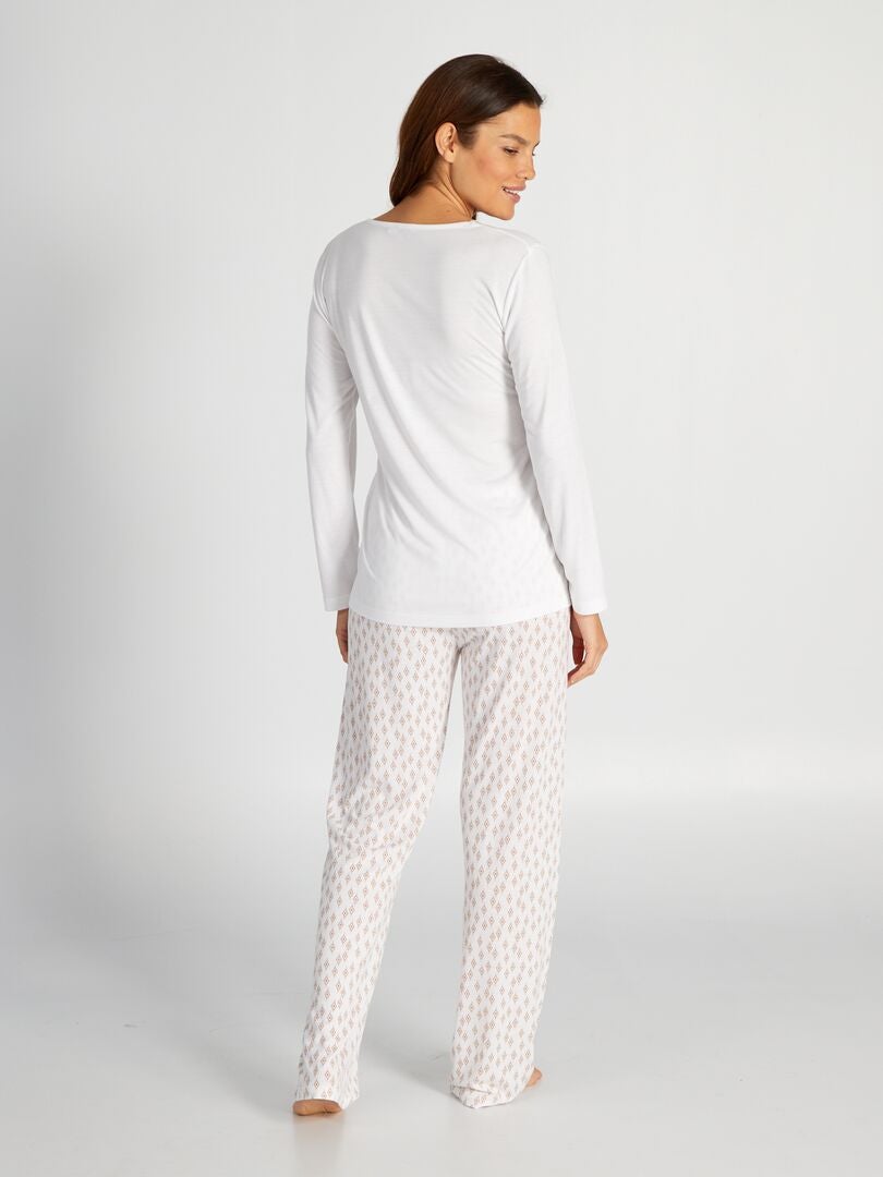 2-delige pyjamaset (t-shirt en broek) - BEIGE