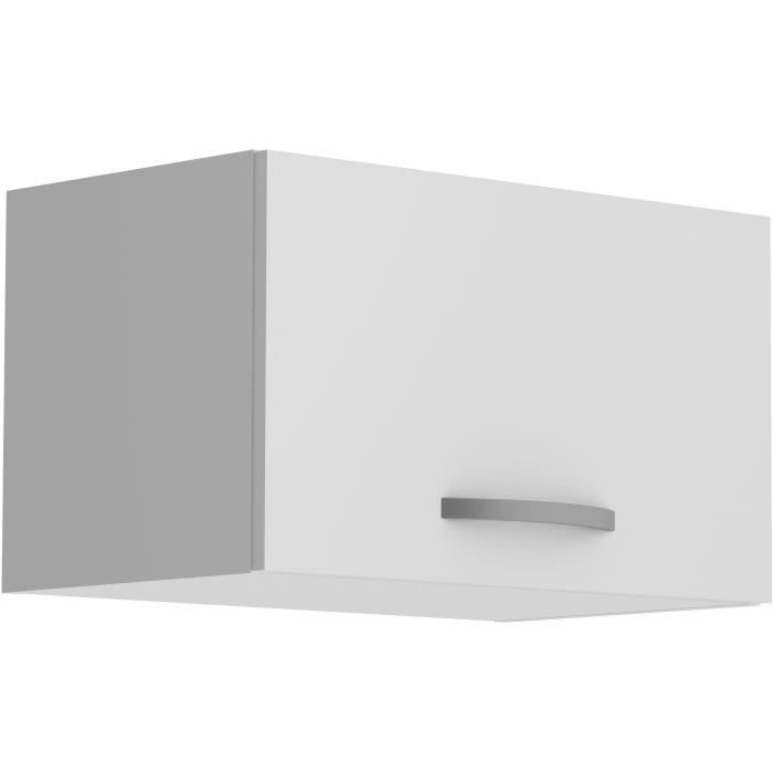 Pensile basso con 1 anta - OSLO - Bianco - L 60 x P 36 x H 35 cm - Cucina - Stile contemporaneo - Opaco