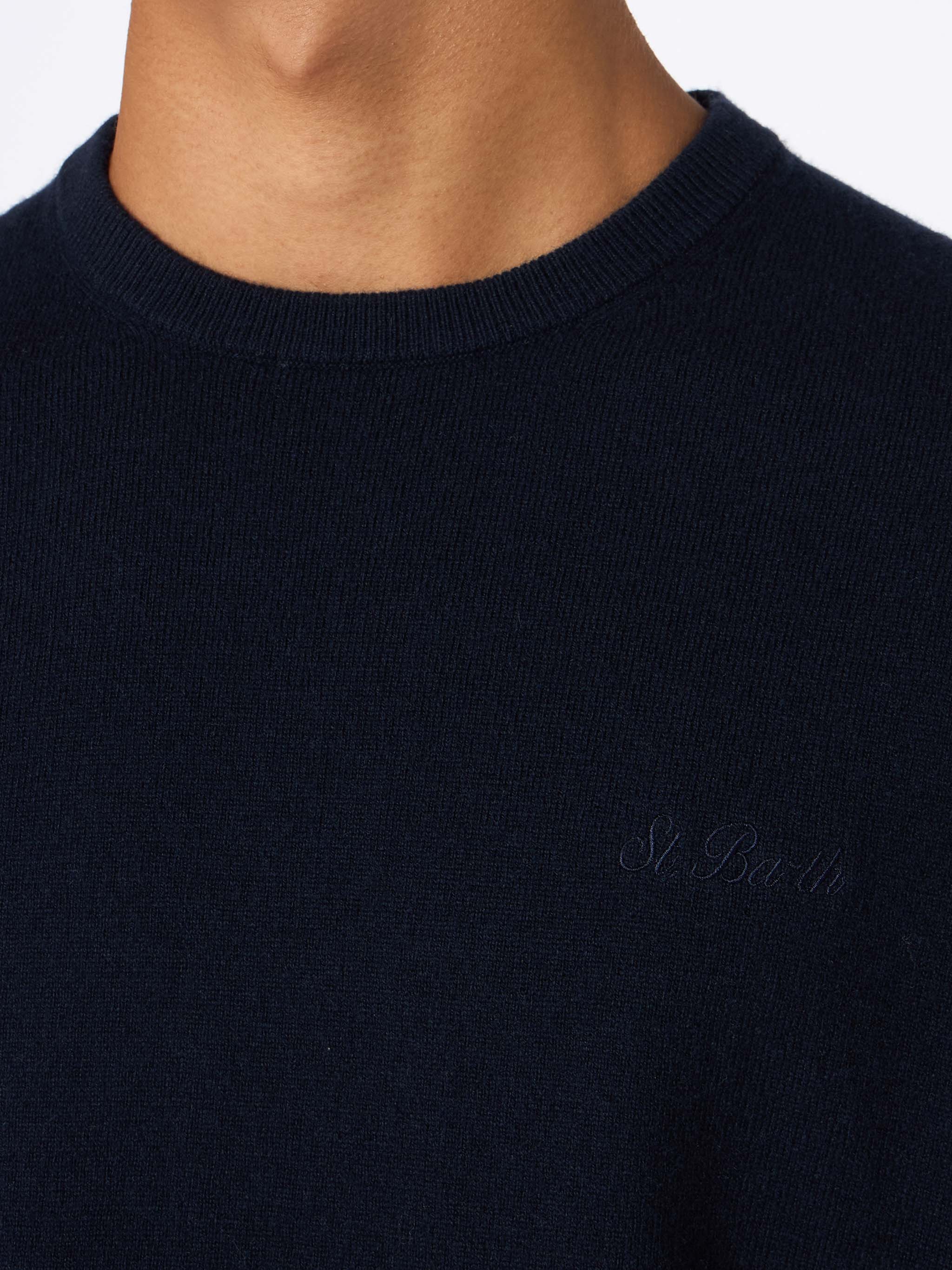 Regent herentrui met ronde hals, marineblauw, van kasjmierblend