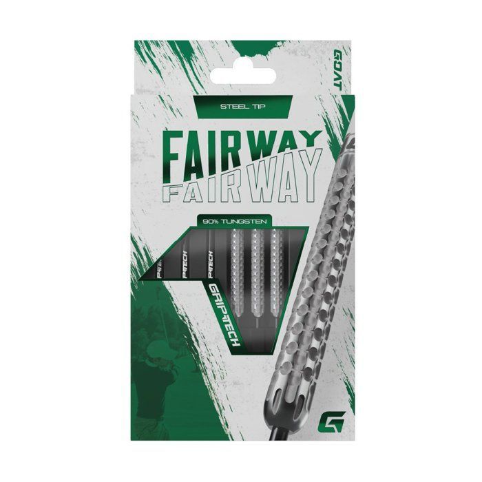 GOAT - Fairway V1 Dardos com Ponta de Aço 90% 25g Inclui 3 Barris, 3 Penas e 3 Hastes