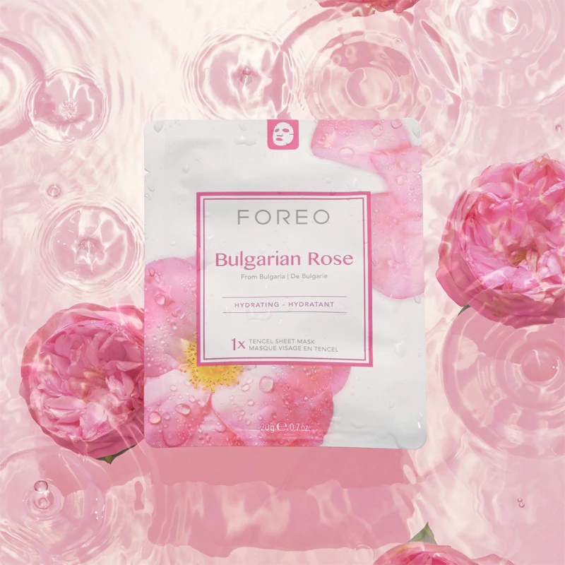 FOREO drėkinamoji lakštinė kaukė „Farm to Face“ – bulgariškų rožių