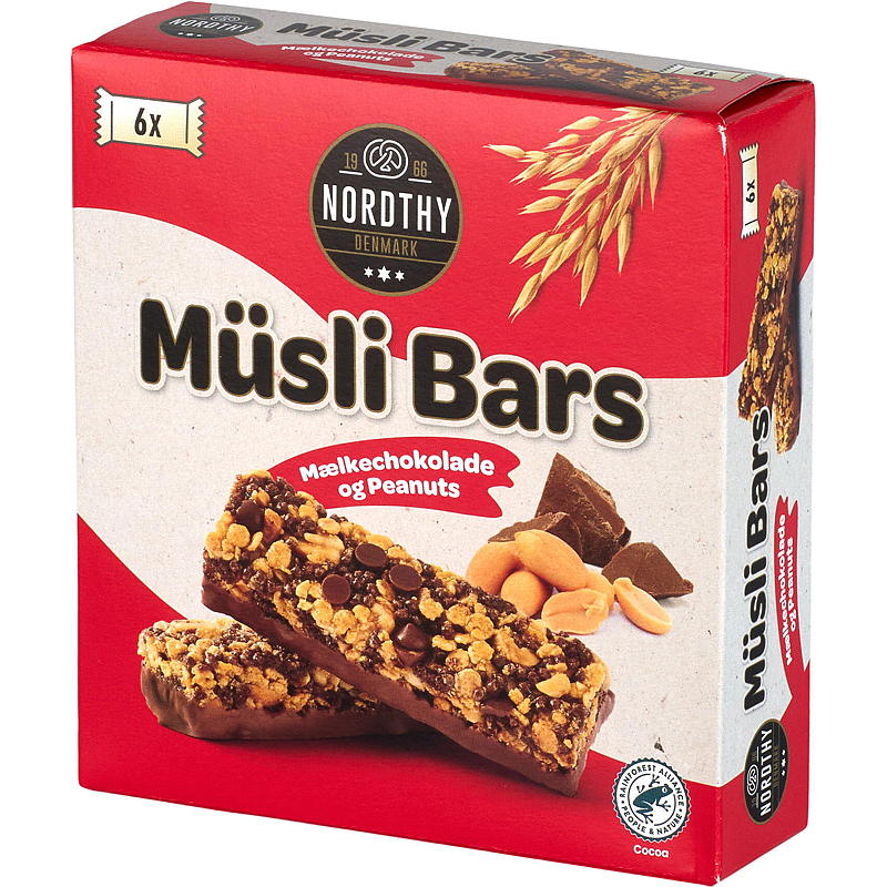 Müsliriegel, 6er-Packung, Erdnüsse und Milchschokolade