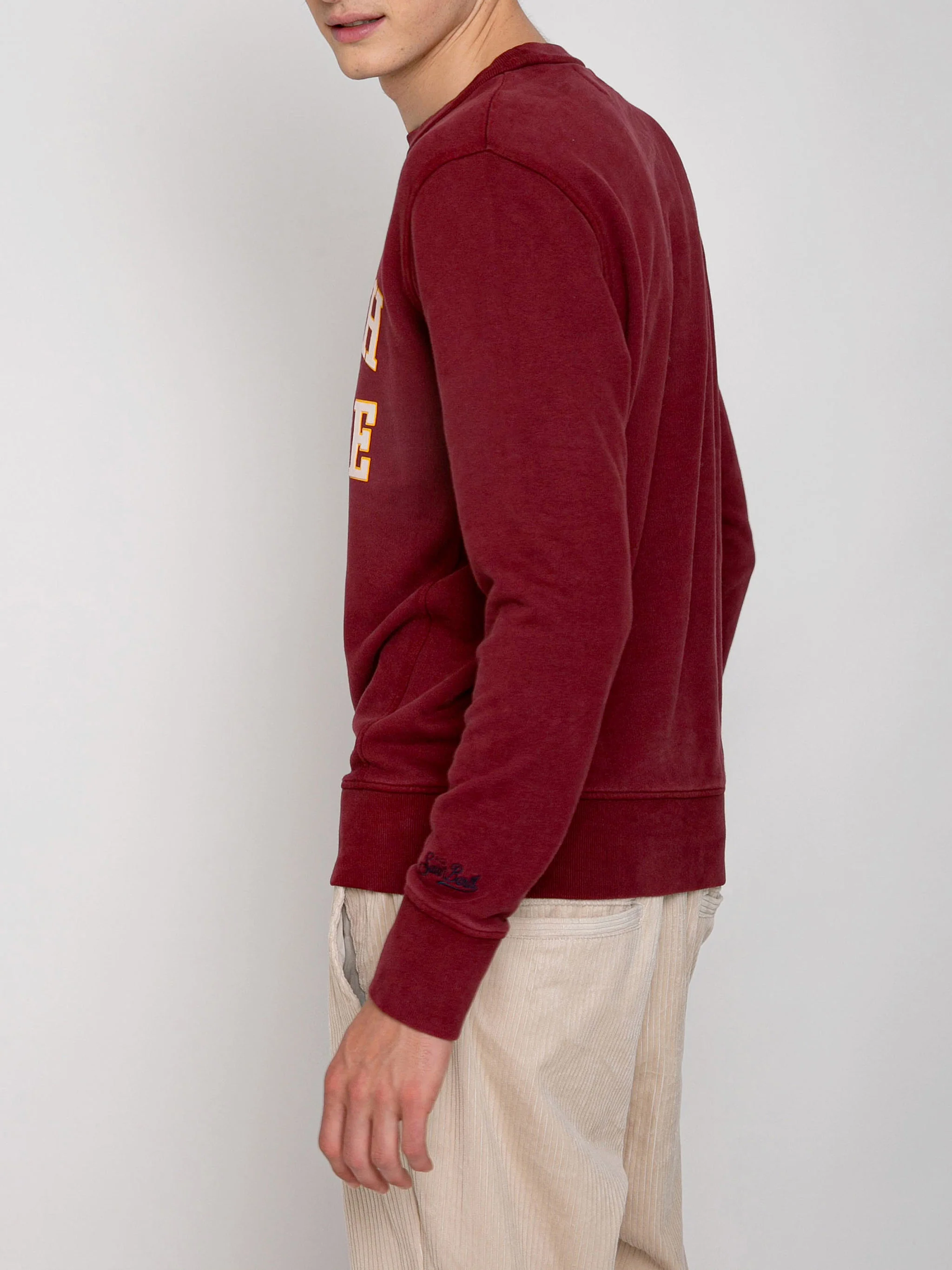 Bordeauxrode sweater met St. Barth College-print