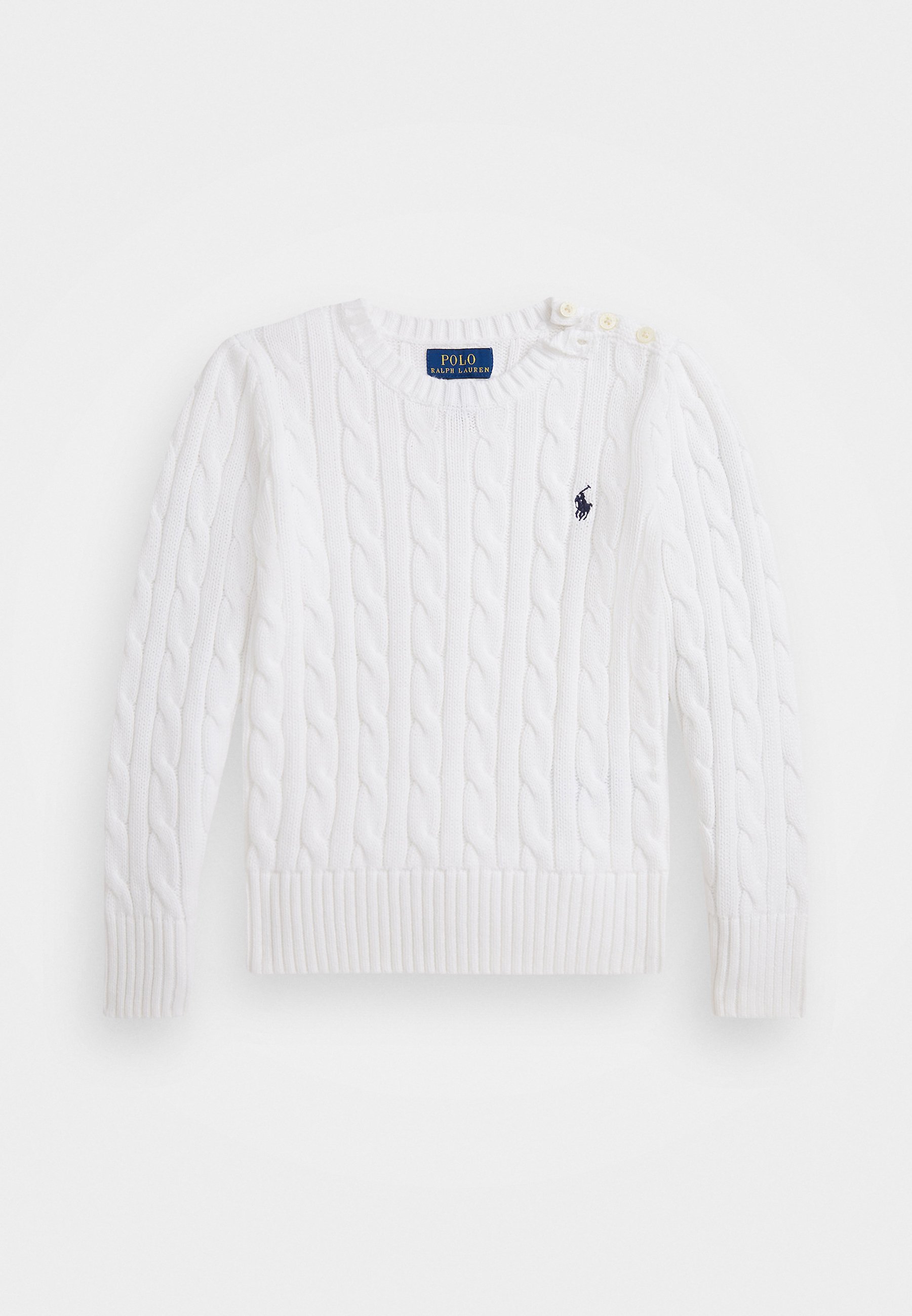 Polo Ralph Lauren CABLE CN-SWEATER-PULLOVER - Trui - optisch wit met marineblauw