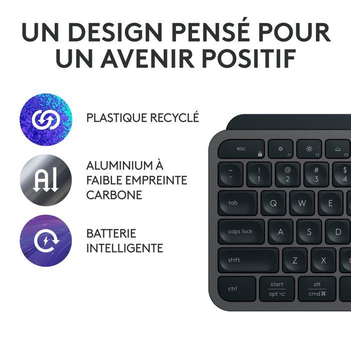 Toetsenbord - Draadloos - Logitech - MX Keys S Plus - AZERTY - Polssteun - Zwart
