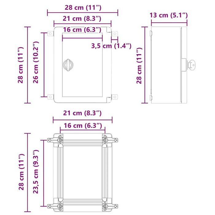 Moderner Schaltschrank – vidaXL – Grau – ABS-Kunststoff – 21 x 13 x 28 cm – 1,38 kg – Elegantes Design