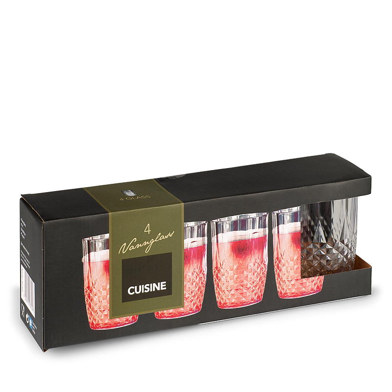 Vaso de agua Cuisine, paquete de 4 unidades, 45 cl, plástico transparente.