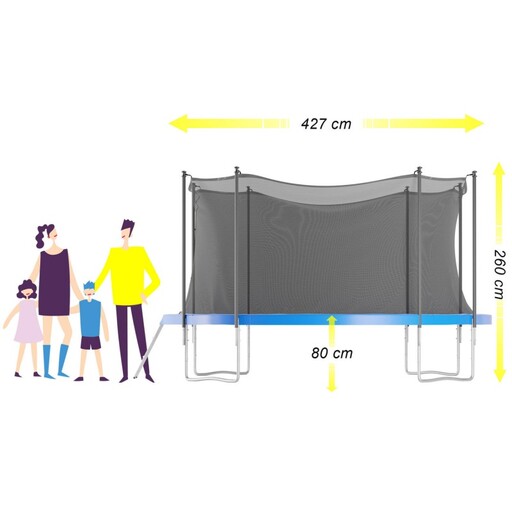 Trampoline 427 cm 14 ft, binnennet, veiligheidsmat en ladder
