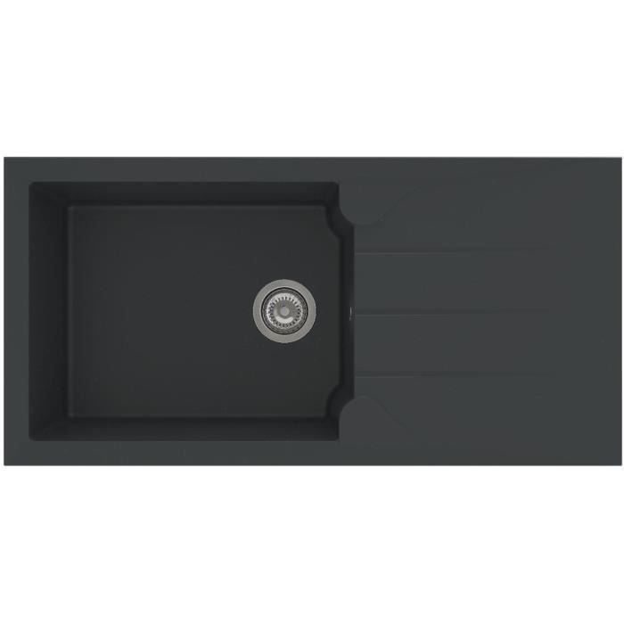 Evier à encaster - Résine - Noir pailleté - 1 grand bac - 100 x 50 cm - ALOA - STRADOUR